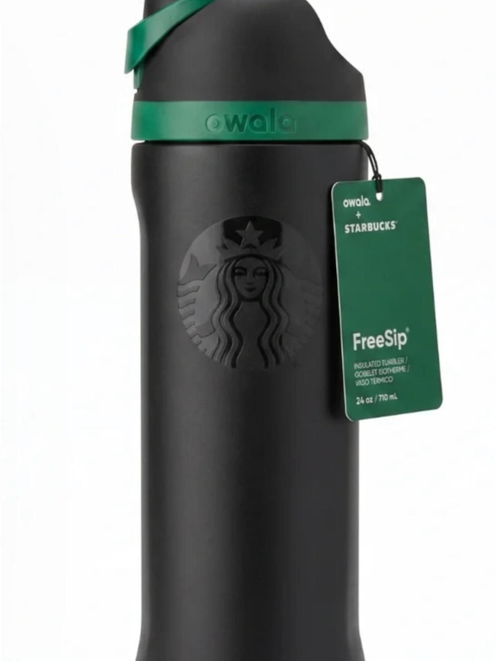 Starbucks Black Insulated FreeSip Bottle with Green Trim